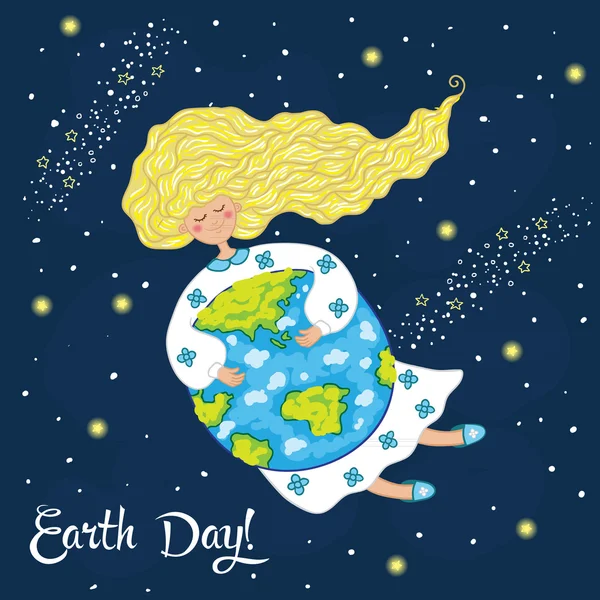 Cartoon Earth Day Postkarte. — Stockvektor
