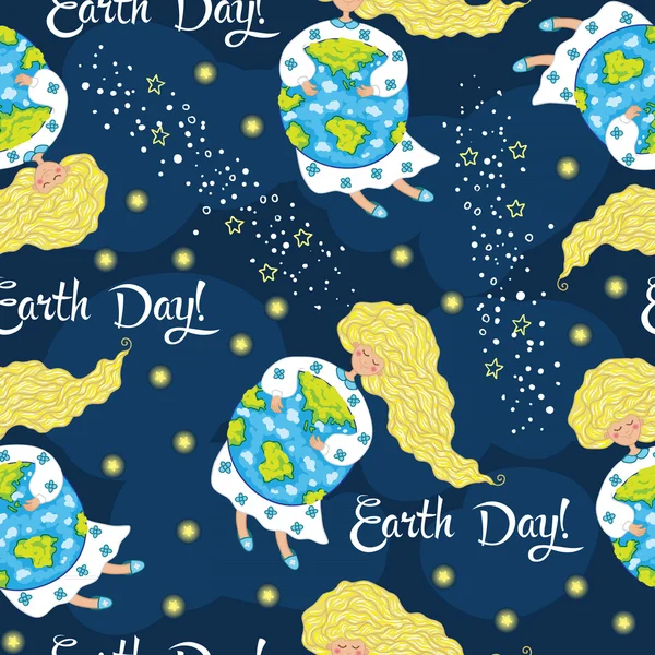 Cartoon Earth Day seamless mönster. — Stock vektor