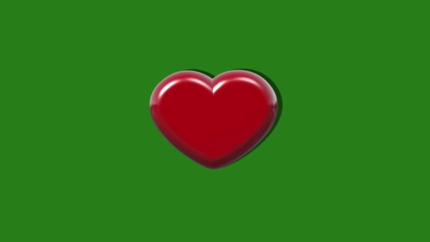 Animación 3D Pulso del corazón sobre fondo verde — Vídeos de Stock