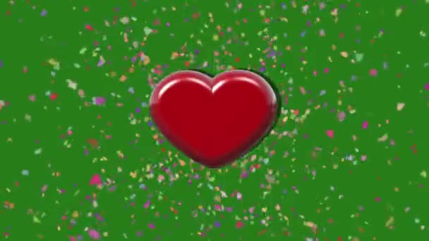 Animace 3d srdce puls s barevnými klapka na zelené obrazovce