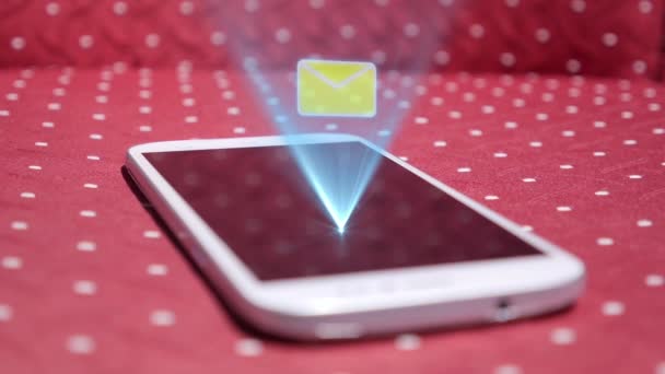 Hi-Tech Hologram illesztő-ból új üzenet-ra szúró telefon. Futurisztikus technológia. — Stock videók