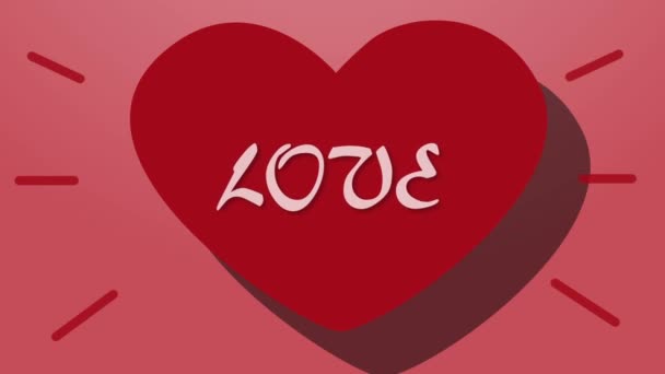 Love Animation on Pulsing Heart. Valentines Day Background — Stock Video