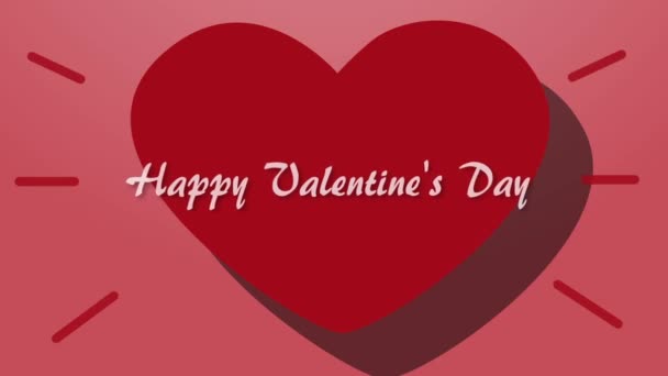 Happy Valentinstag Animationskarte mit pulsierendem Herzen im Hintergrund für Ihre Glückwünsche — Stockvideo