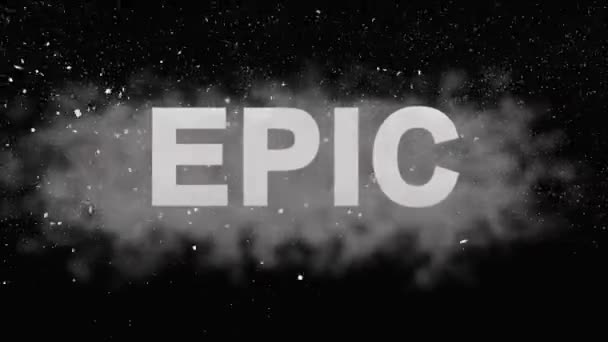 Animatie epische Logo voor aanhangwagens. Krachtige titels met effecten op zwart — Stockvideo
