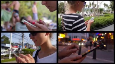 Smartphone - montaj kullanan gençlerin