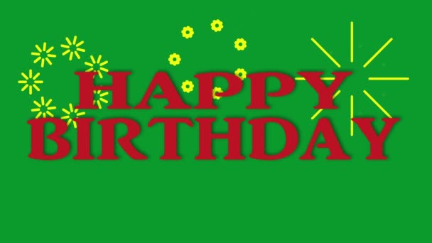 Поздравление с днем рождения на зеленом экране — стоковое видео