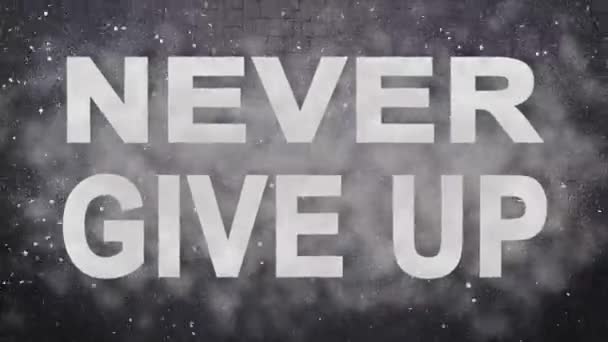 Never Give Up. Motiverende Intro Logo. Animatietekst. Inpired titels — Stockvideo