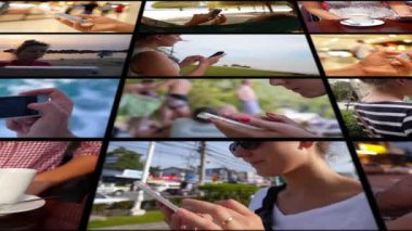 Smartphone kavramı kullanarak kolaj. Montaj Video