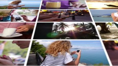 Smartphone kullanarak montaj. Modern yüksek teknoloji