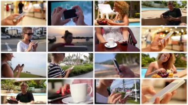 Montaj kompozisyon Smartphone kullanarak. Modern yüksek teknoloji