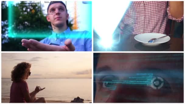 Collage futuristisches Technologiekonzept — Stockvideo