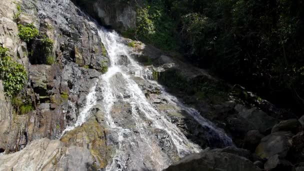 Natural Scenic Waterfall in Thailand. Slow Motion. — Stock Video