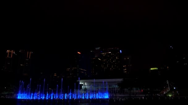 Kleurrijke fontein in de nacht stad. Versnellen. — Stockvideo