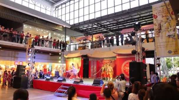 KOH SAMUI, THAILAND - FEBRUARY 11: Shaolin Kungfu Monks Performing at Stage on Chinese New Year — Stok Video