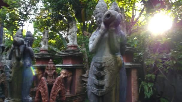 Ázsiai hagyományos kő szobor, művészet és kultúra Thaiföldön — Stock videók