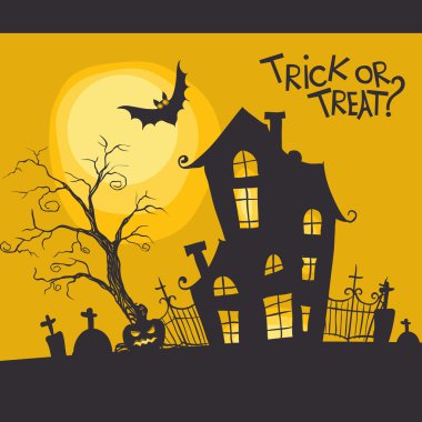 Yarasa ve kabaklar Halloween canavar ev