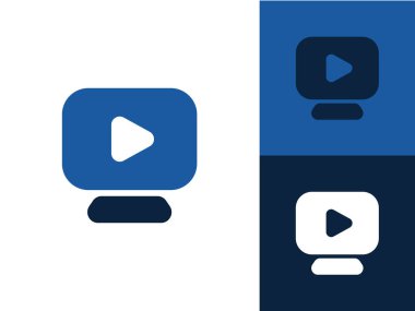Marka ve şirket için düz stil video oynatıcı logosu tasarımı.