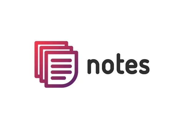 Notes Logo Design Brand Company Gradient Style — Stock Vector