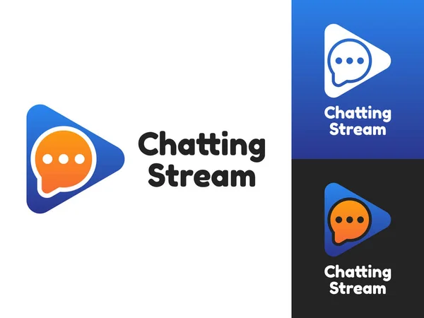 Chatting Stream Logó Design Gradiens Stílusban Logó Csevegő Streaming Ötleteket — Stock Vector