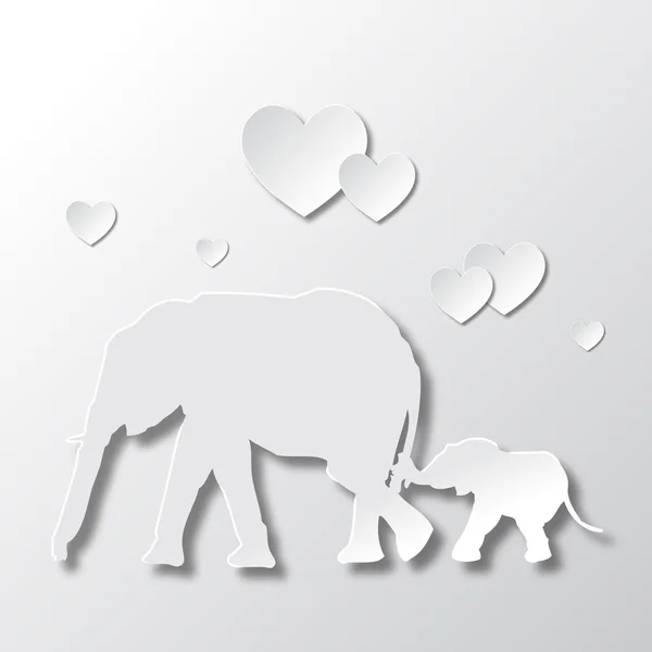 Elephants Mom and Son Love Caring — Stock Vector