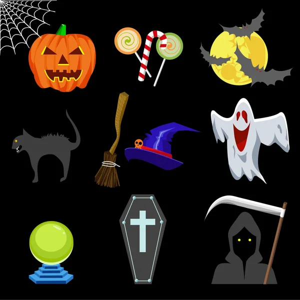 Halloween ikoner set vektor — Stock vektor