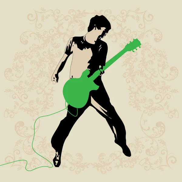 Young Guitar Player Vector — Stock Vector