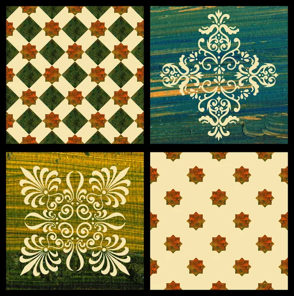 Cuadro de fondo brillante con pinturas al óleo. Colorido mosaico. Pintura al óleo. Colorido conjunto de azulejos ornamentales de Portugal. ornamento patrón de flores, mosaico. Patrón en negro perfecto. Azulejos de pared . Imagen De Stock