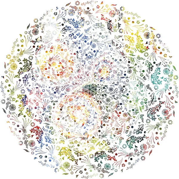 Bright background picture with oil paints. Colorful mosaic. Floral pattern ornament. oil paint. Pattern flowers, painted with oil paints. Flower mosaic. Floral pattern ornament