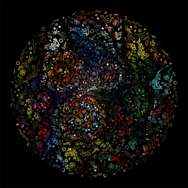 Bright background picture with oil paints. Colorful mosaic. Floral pattern ornament. oil paint. Pattern flowers, painted with oil paints. Flower mosaic. Floral pattern ornament
