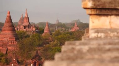 Üstten Görünüm Bagan Myanmar Antik şehir dolly vurdu