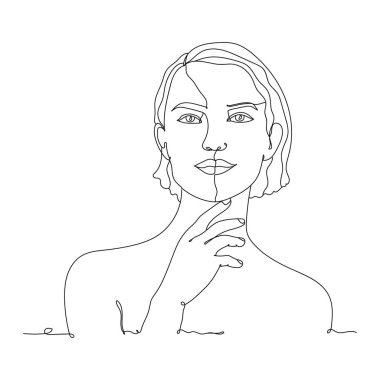 Abstract line. Face woman - one line drawing. Vector illustration continuous line drawing. vector Abstract line. Face woman - one line drawing. Vector illustration continuous line drawing. vector