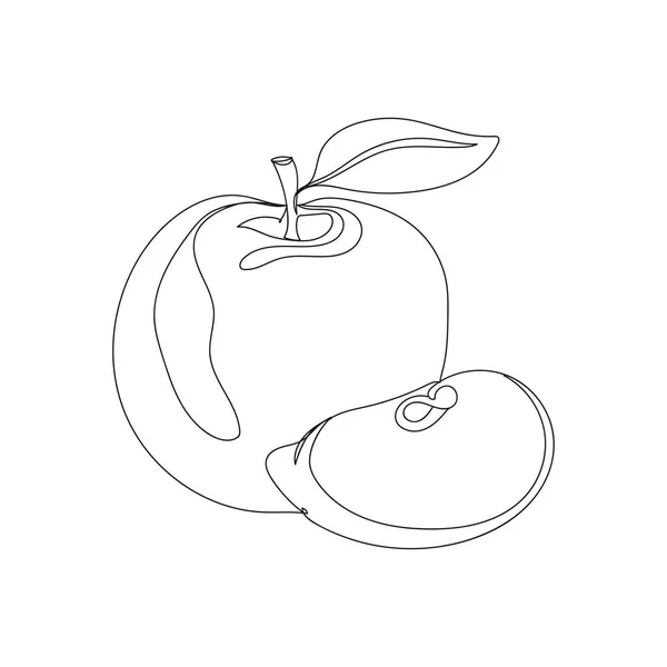 Apple One Line Drawing Vector Illustration Continuous Line Drawing — Stock Vector