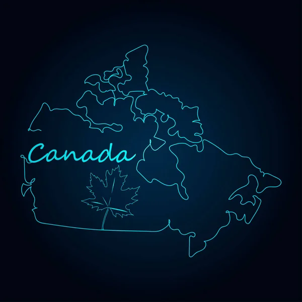 Kanada Nın Soyut Haritası Bir Çizgi Çizimi Vektör Illüstrasyonu Sürekli — Stok Vektör