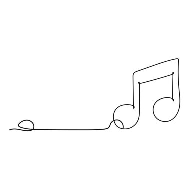 Banner müziği. Müzik ikonu - bir çizgi çizimi. Vektör illüstrasyonu sürekli çizgi çizimi.