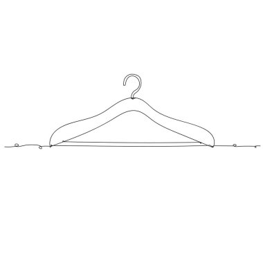 Kumaş askısı kavramı, tek çizgi çizimi. Vektör illüstrasyonu sürekli çizgi çizimi.