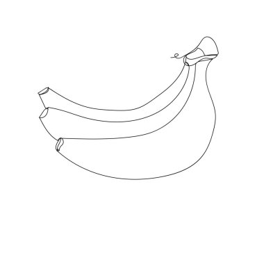 Meyve. Muz - tek çizgi çizimi. Vektör illüstrasyonu sürekli çizgi çizimi.
