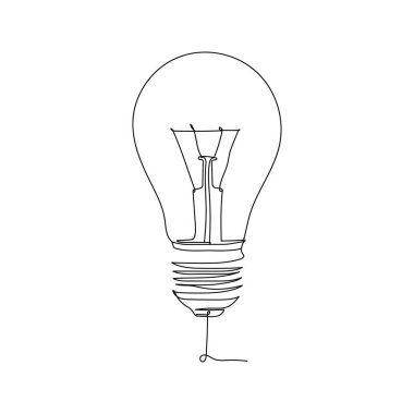  Ampul - bir çizgi çizimi. Vektör illüstrasyonu sürekli çizgi çizimi.