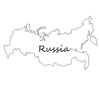 Rusya haritası - bir çizgi çizimi. Vektör illüstrasyonu sürekli çizgi çizimi.