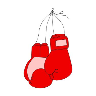 Kırmızı boks eldivenleri - bir çizgi çizme. Vektör illüstrasyonu sürekli çizgi çizimi.