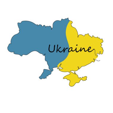 Ukrayna ülkesi (mavi ve sarı) - bir çizgi çiziyor. Vektör illüstrasyonu sürekli çizgi çizimi.