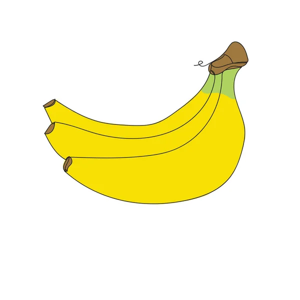 Banana Fruta Desenho Uma Linha Desenho Linha Contínua Ilustração Vetorial — Vetor de Stock