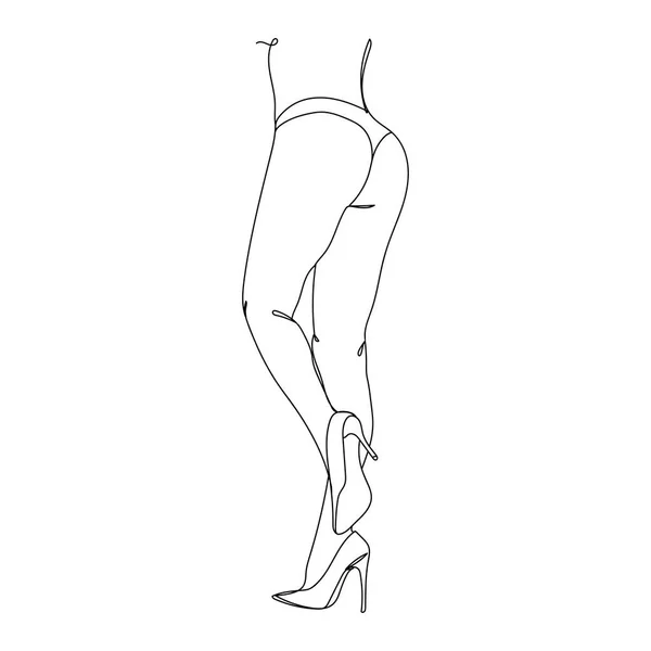 Lange Beine High Heels Eine Linienzeichnung Vektor Illustration Kontinuierliche Linienzeichnung — Stockvektor
