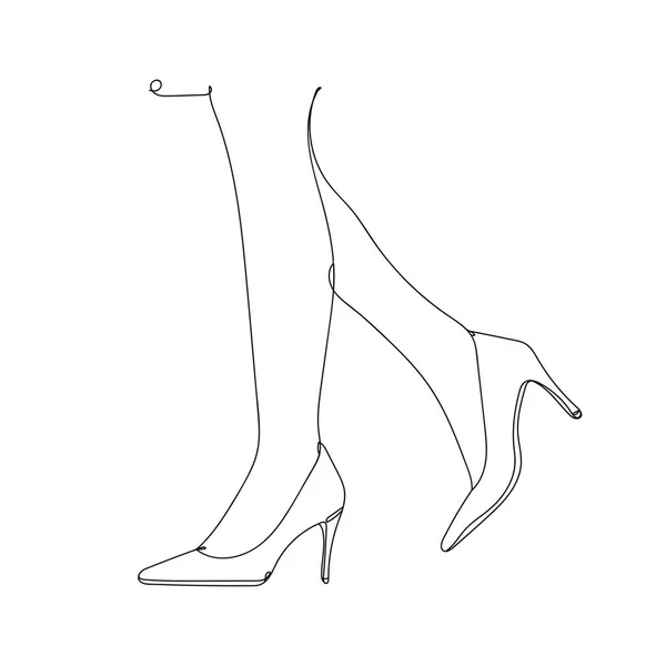 Schuhe Beine Hoch Eine Strichzeichnung Vektor Illustration Kontinuierliche Linienzeichnung — Stockvektor