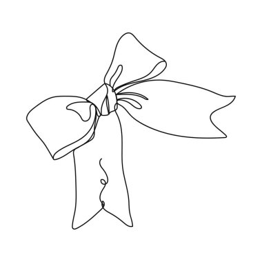  Kurdele yayı. Bir çizgi. Vektör illüstrasyonu sürekli çizgi çizimi