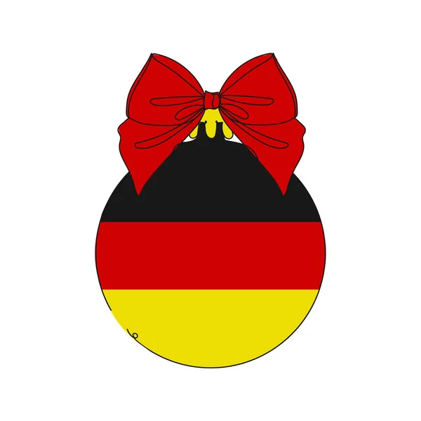 Németország Zászló Egy Karácsonyi Bálon Egy Vonalrajz Vektor Illusztráció Folytonos — Stock Vector