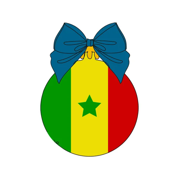 Bandera Senegal Una Bola Navidad Dibujo Línea Dibujo Línea Continua — Vector de stock