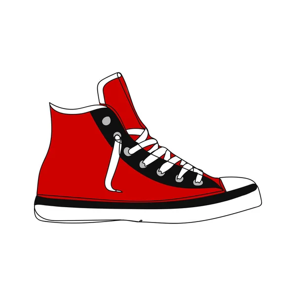 Baskets Rouges Modernes Concept Vectoriel Dessin Ligne Illustration Vectorielle Dessin — Image vectorielle