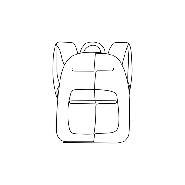 Backpack Icon Backpack One Line Drawing Vector Illustration Continuous Line — Stock Vector
