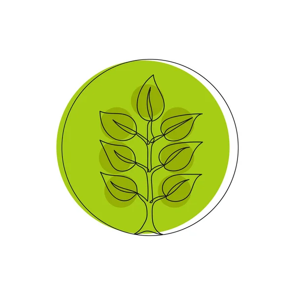 Логотип Икона Ветвь Листьями Растительных Органических Один Рисунок Векторная Иллюстрация — стоковый вектор