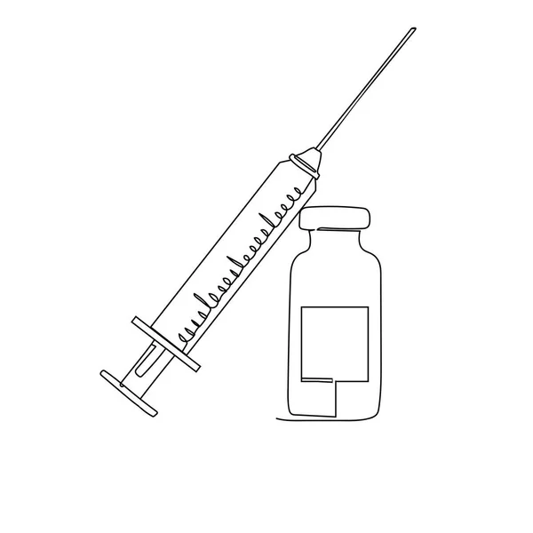 Vacuna Coronavirus Dibujo Línea Dibujo Línea Continua Ilustración Vectorial — Archivo Imágenes Vectoriales